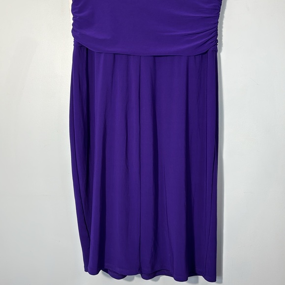 Chaps Dress Purple Ruched Midi Faux Wrap Sleeveless Sheath in Size L NWT - Picture 9 of 12